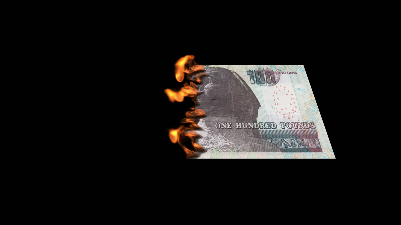 Burning Egyptian 100 Pound Note