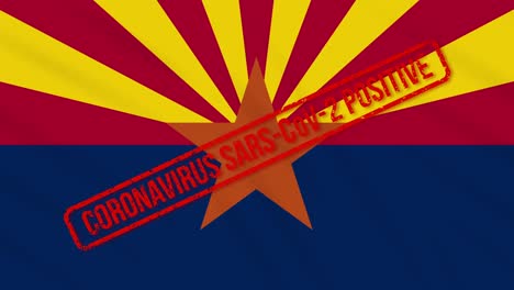 arizona us state swaying flag stamped with positive response to covid-19, loop