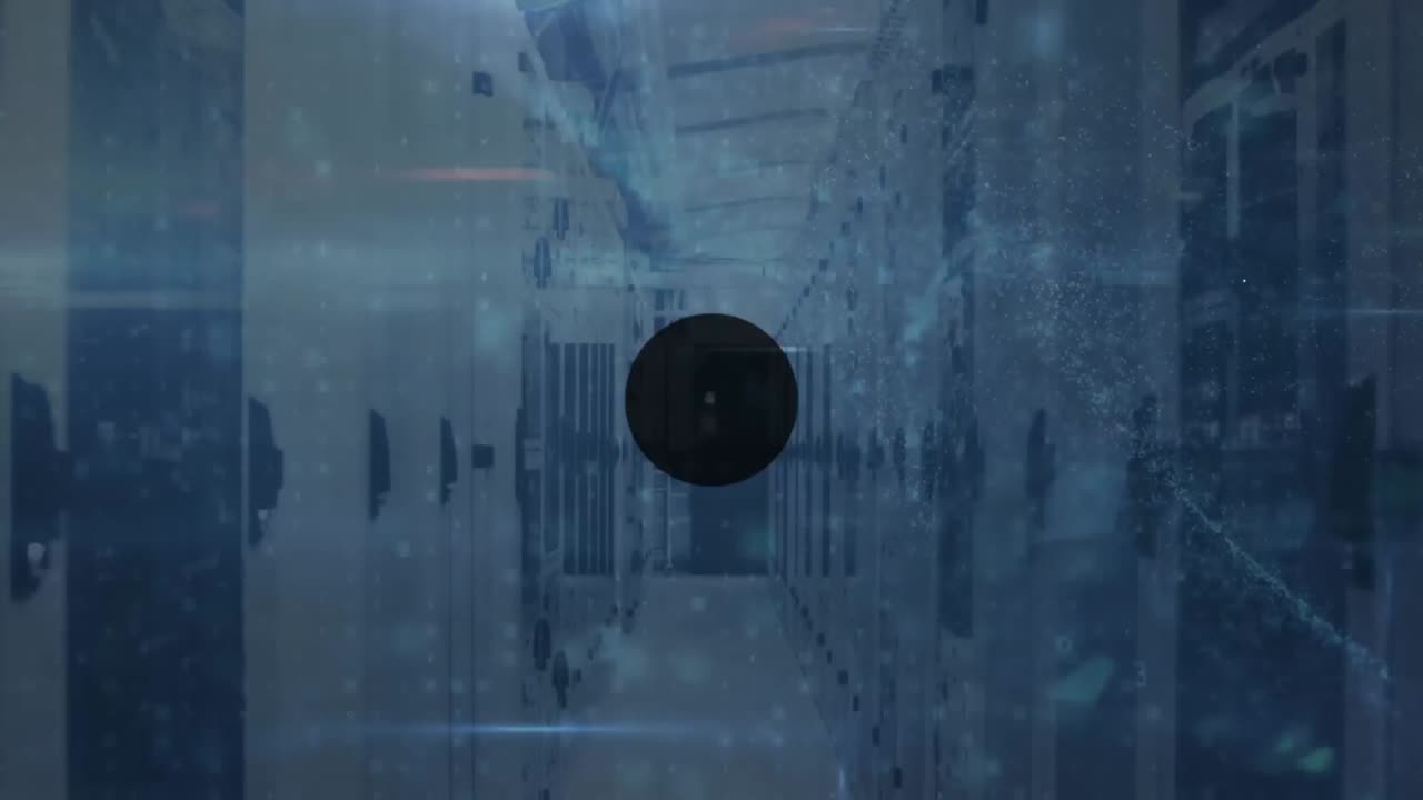 animación de la red de conexiones a través de la sala de servidores