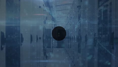 animatie van het netwerk van verbindingen over de serverruimte
