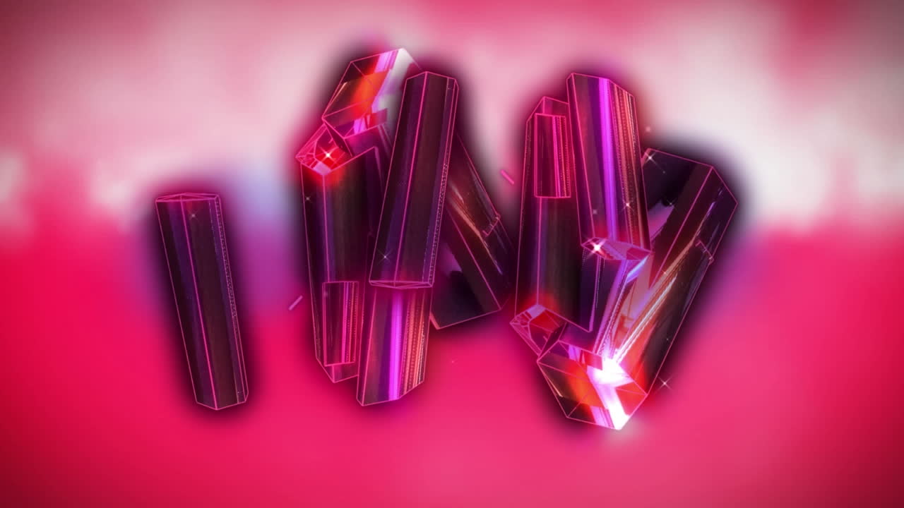 Animazione di blocchi luminosi rossi e rosa nello spazio rosso