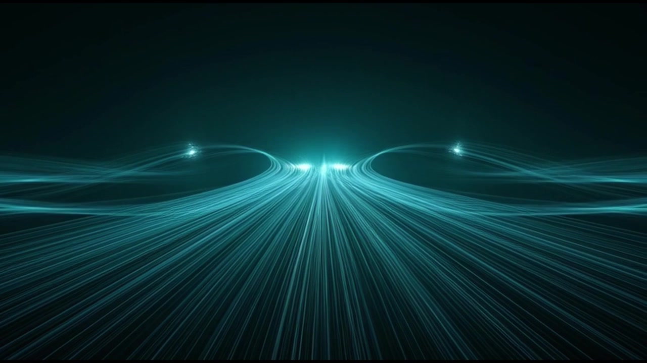 Abstract Motion Background with Glowing Teal Light Streaks