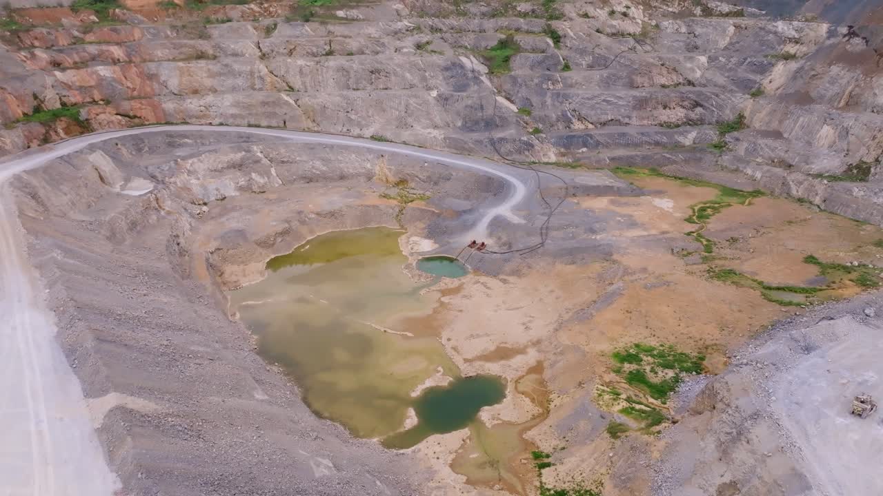 Barrick Gold open-pit mine in Cotui, pumping systems and water management infrastructure essential for mining operations, Dominican Republic