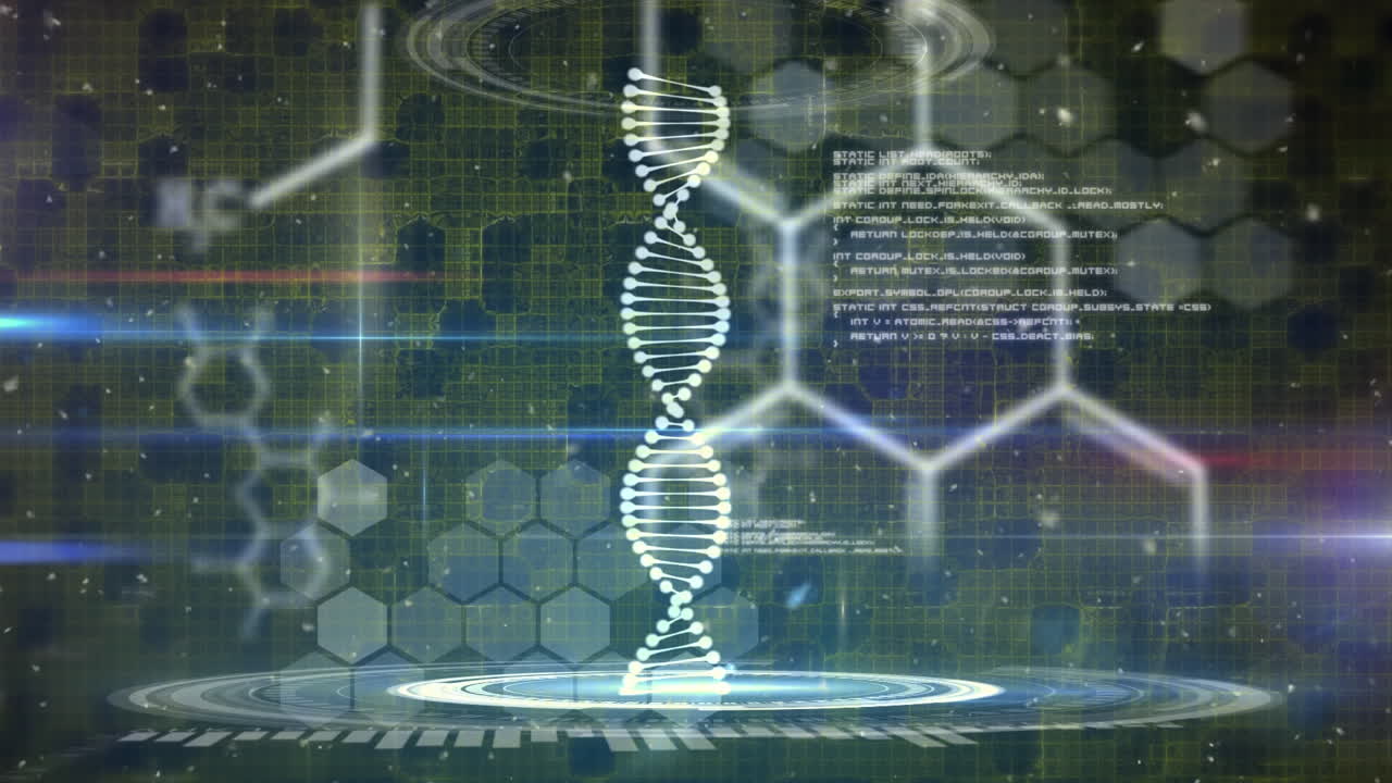 Animation of dna strand spinning and medical data processing