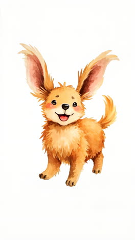 cute cartoon fluffy creature with big ears