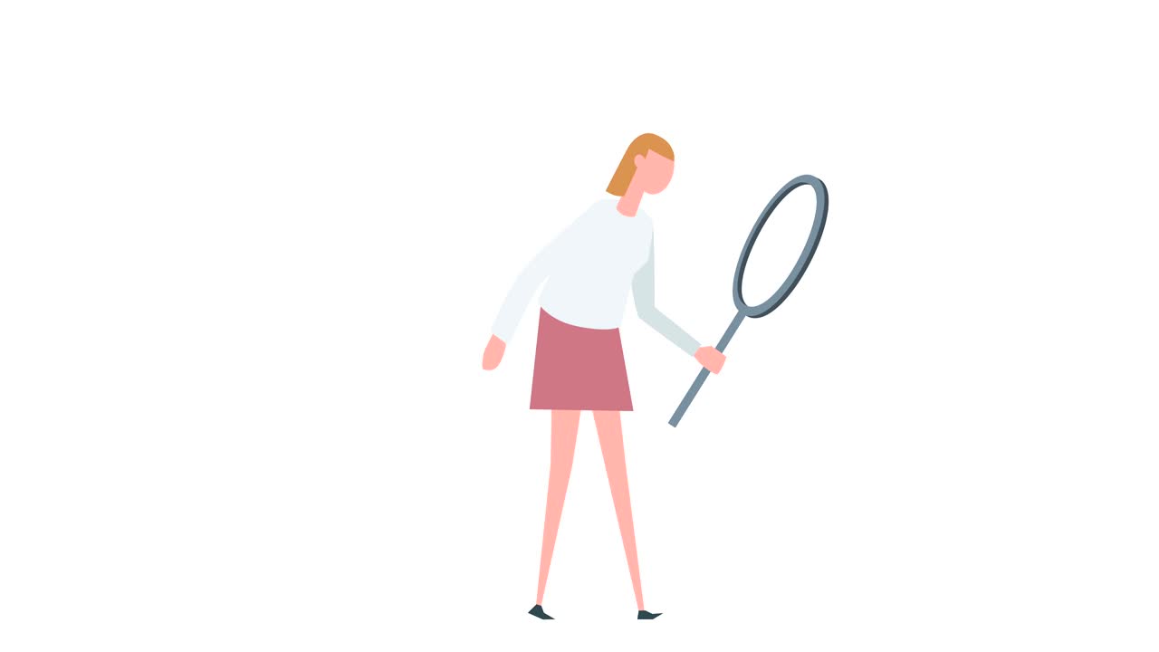 평평한 만화, 다채로운 여성 캐릭터 애니메이션, 소녀 기 자전거, 확대 유리 상황