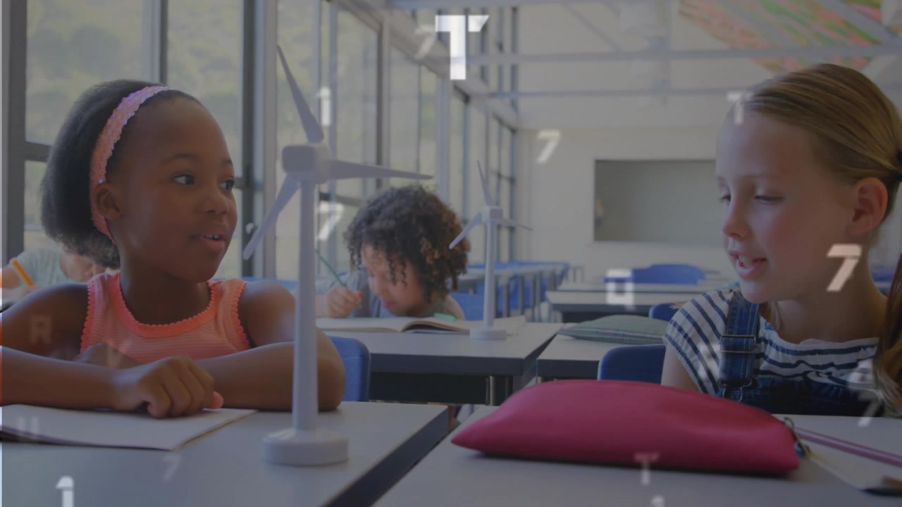 Diverse Students Learning About Renewable Energy in Classroom