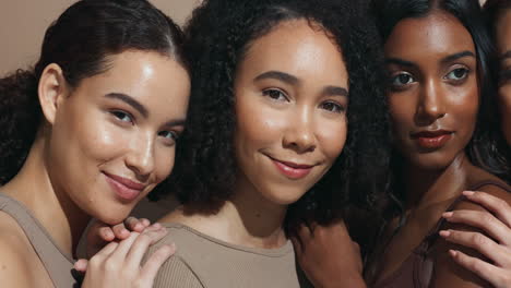 diverse group of beautiful young women with perfect skin