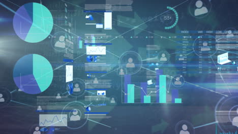 animación de la red de conexiones con personas iconos sobre procesamiento de datos de codificación binaria