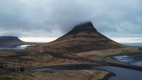 drone shot of iceland landscape, road and coastline, aerial view from drone in 4k-12