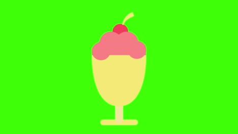 icon of a yummy dessert with a cherry popping up on the green screen