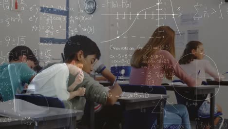学校の多様な生徒のクラスで数学グラフのアニメーション