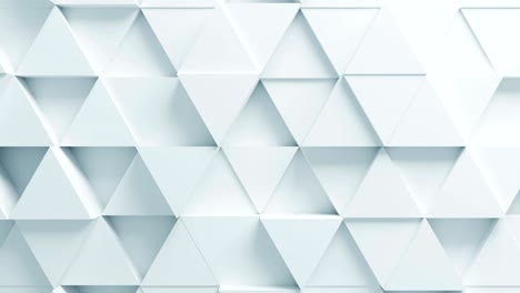 hermosos triángulos blancos en la superficie moviéndose en animación 3d sin costuras. fondo de diseño de movimiento abstracto. proceso generado por computadora. 4k ultra hd 3840x2160.