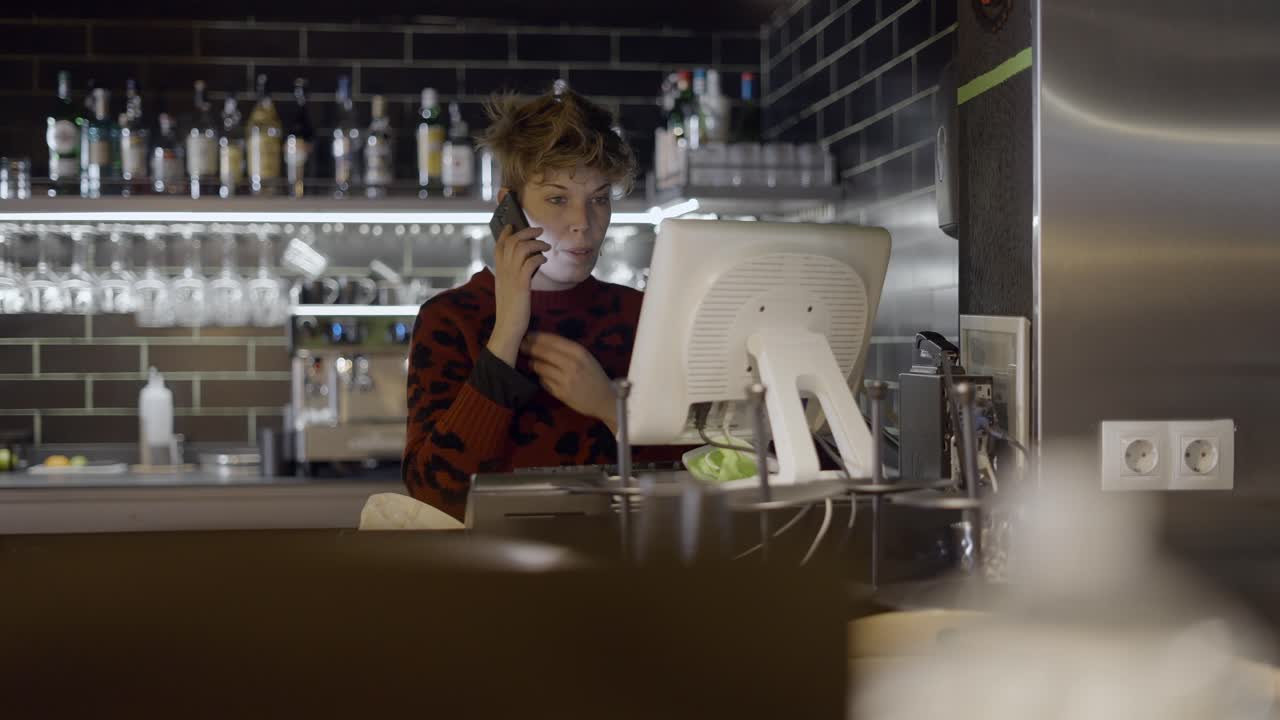 Bar Cashier Working at Point of Sale