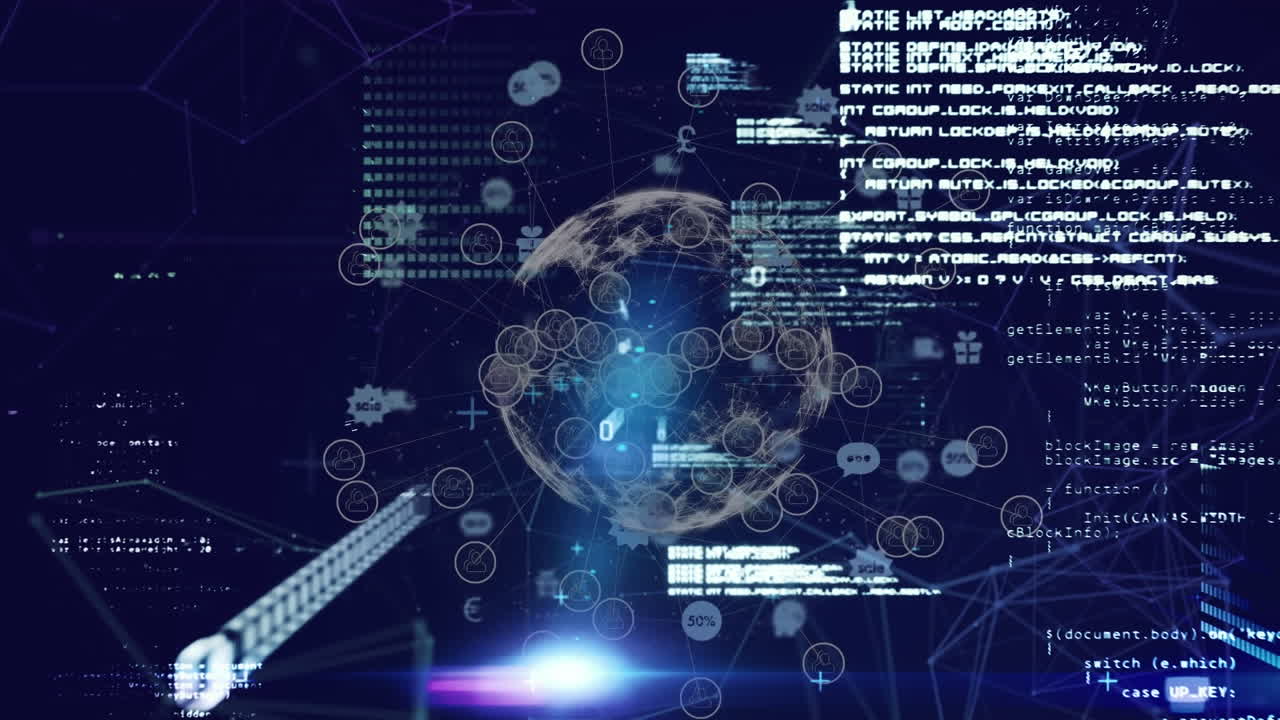 animación del procesamiento de datos financieros en todo el mundo sobre un fondo negro