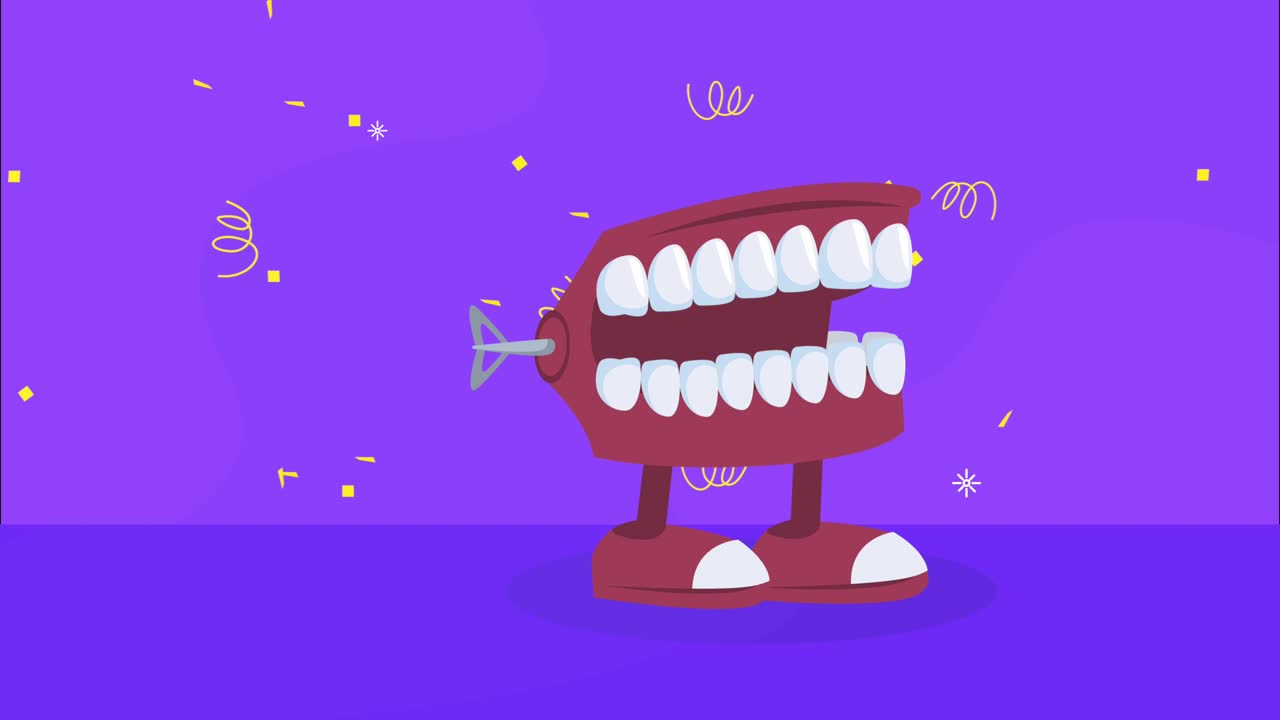 april fools day animation with crazy mouth walking