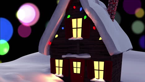 animation of christmas house over spots