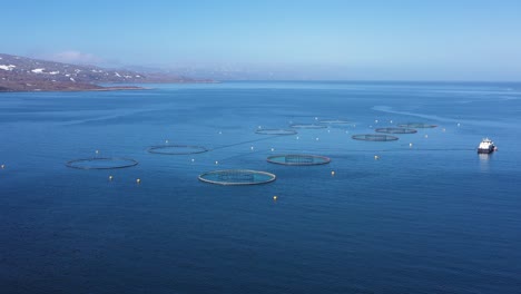 aerial footage farm salmon fishing in norway