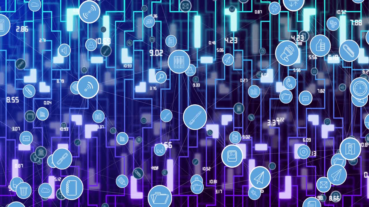 Animation of media icons over shapes