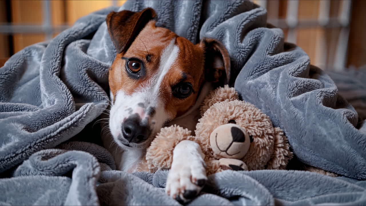 코끼리에 싸인 테디 베어와 함께 개