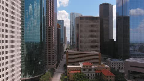 aerial of buildings in downtown houston