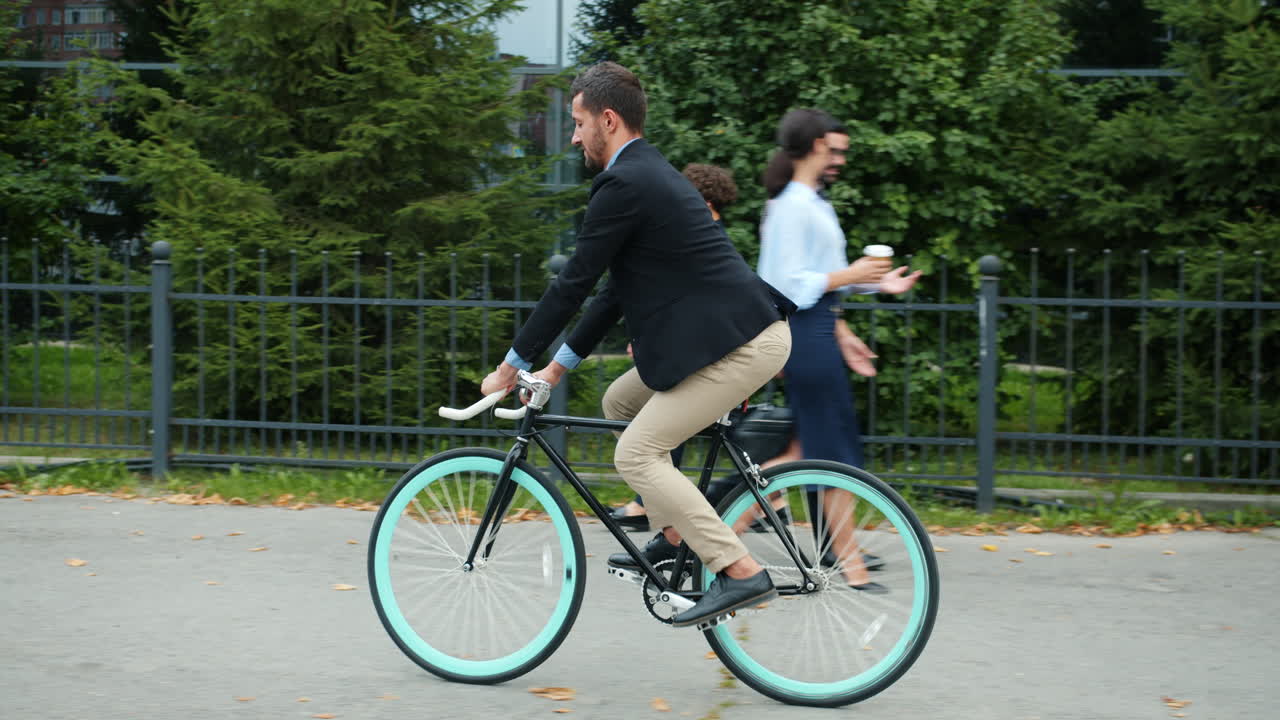 Businessman on a Bicycle in an Urban Setting