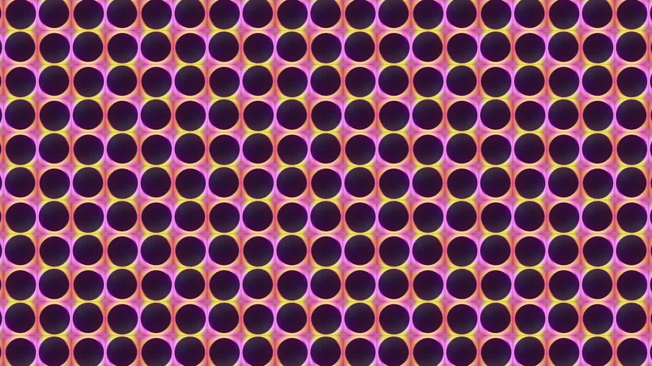 patrón de textura abstracta con muchos círculos perforados digitales pequeños animan y mueven puntos en fondo multicolor dinámico. ilustración 4k 3d bucle sin costuras para fondo de presentación de negocios.