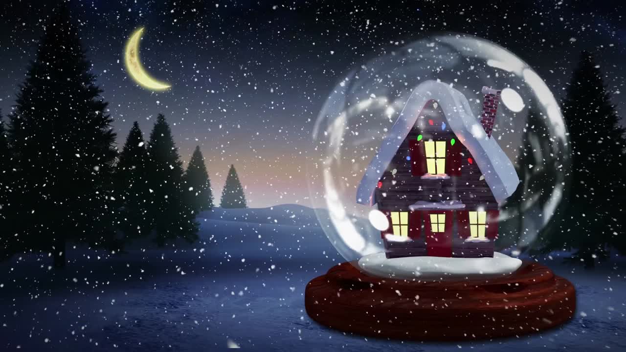animación de navidad linda de la cabaña iluminada 4k