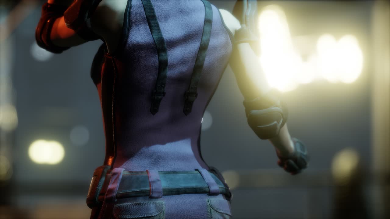 futuro concepto de mujer cyberpunk con luces de neón de la ciudad