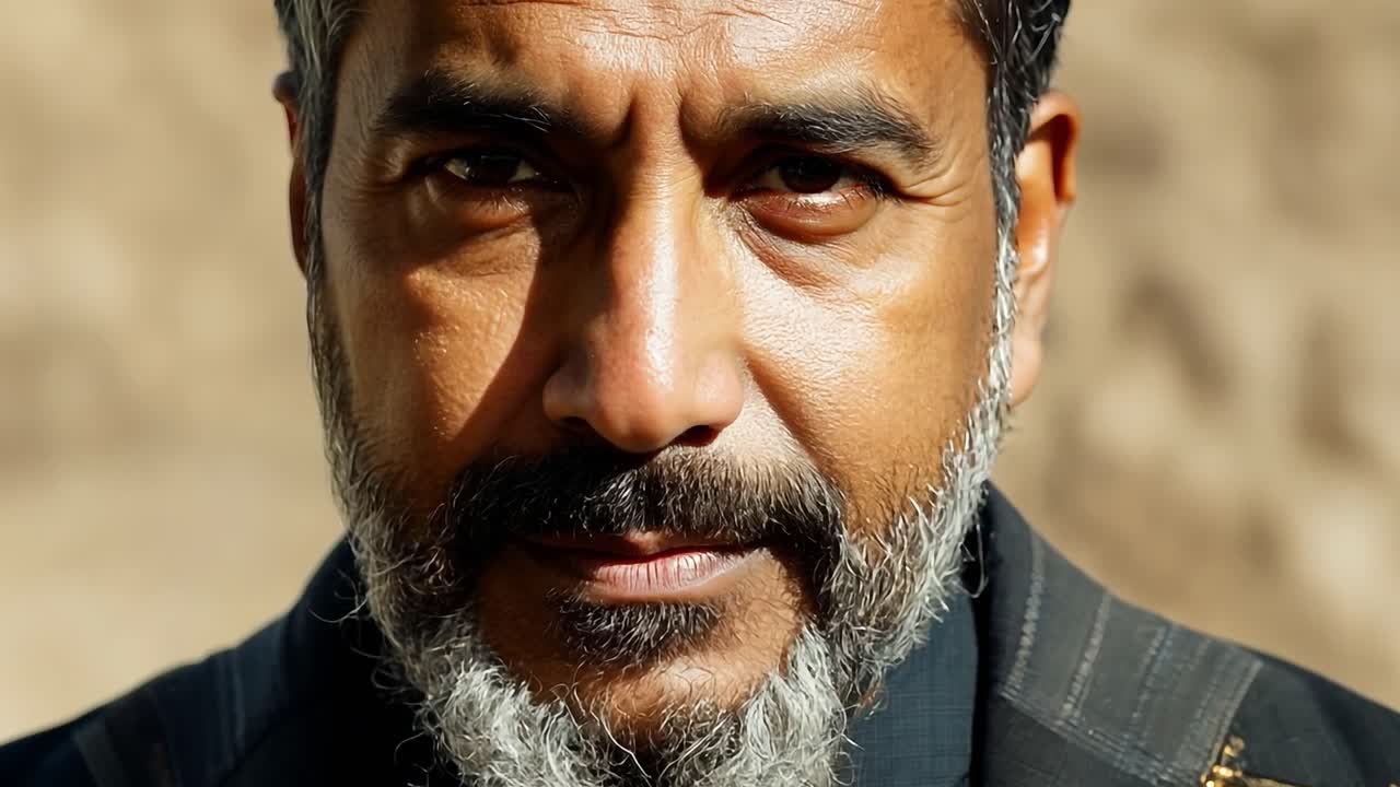 심각 한 외모 의 인도인 남자 의 클로즈업 초상화