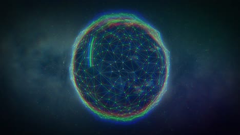 animación del globo con una red de conexiones sobre las estrellas