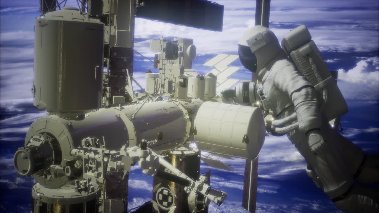 Un astronauta esegue interventi di manutenzione all'esterno della stazione spaziale internazionale