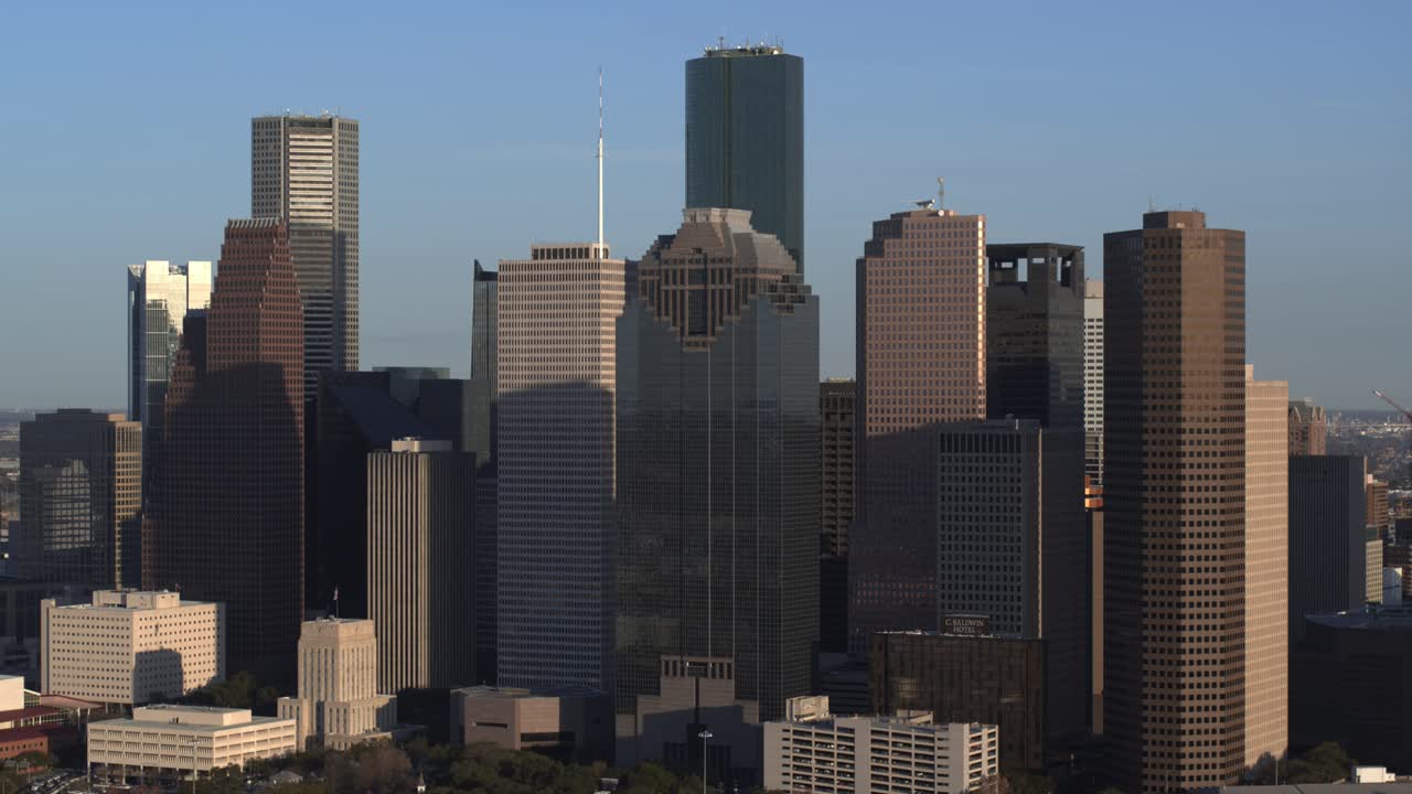 antena de los rascacielos del centro de houston