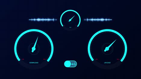 5g technology concept speed test mobile application running animation cellular networks fifth