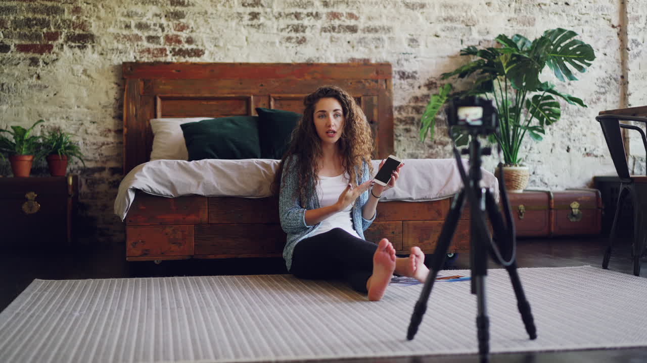 Woman vlogging about her travels