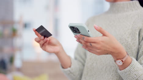 Credit-card,-phone-and-woman-hands-for-online