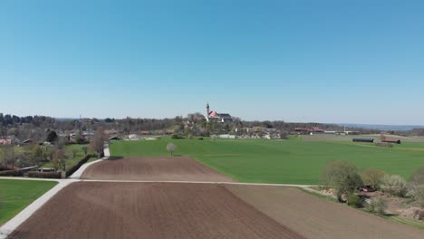 Munich-Andechs-Monastery-in-Germany,-hiking-,-shoot-with-DJI-Mavic-Air-at-4k-30fps