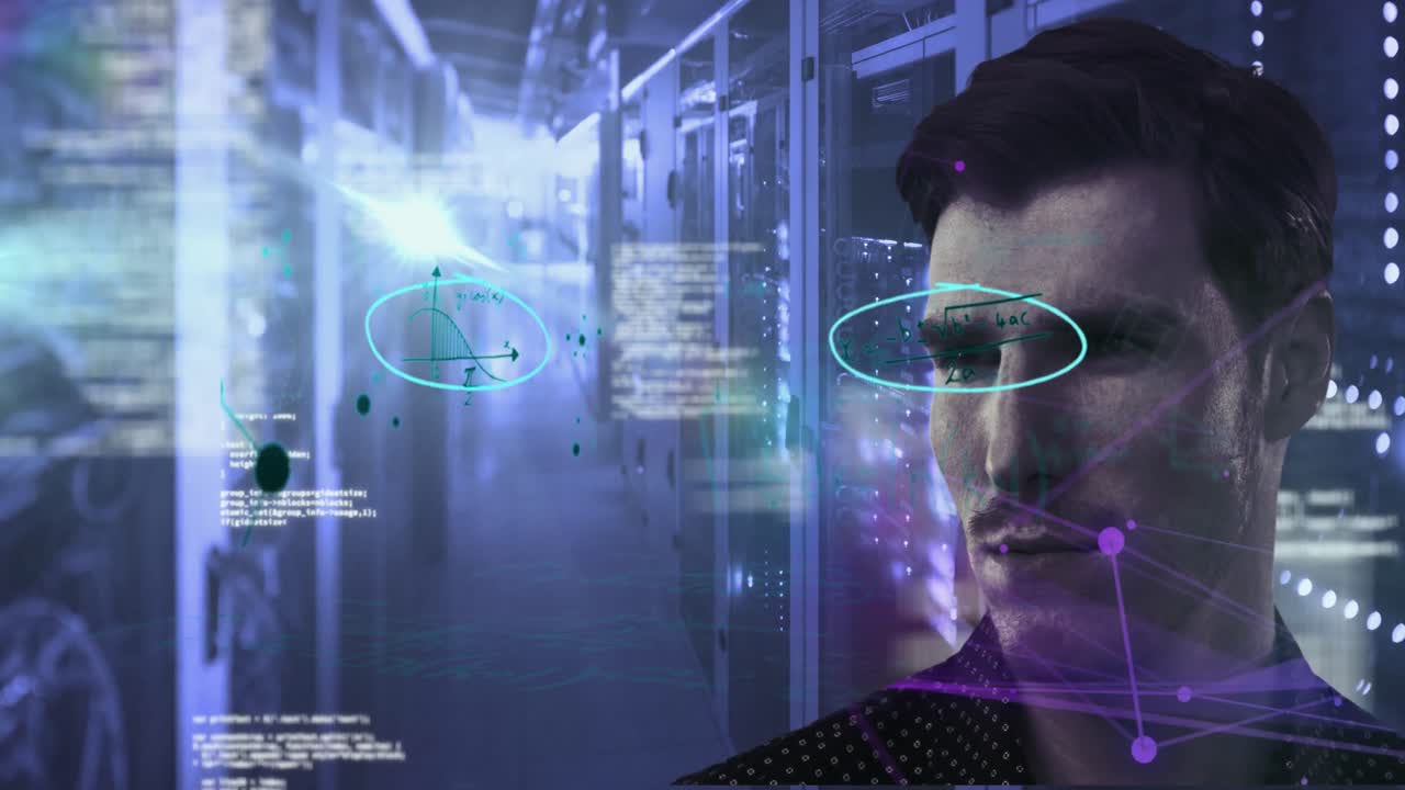 ecuaciones matemáticas sobre el pensamiento humano en el servidor de computadora.