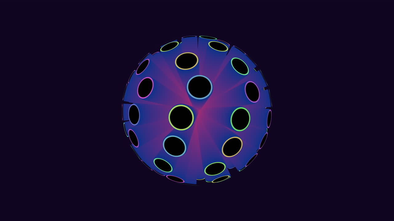 파란색과 보라색 디자인의 검은 점의 원형 패턴으로 활기찬 공