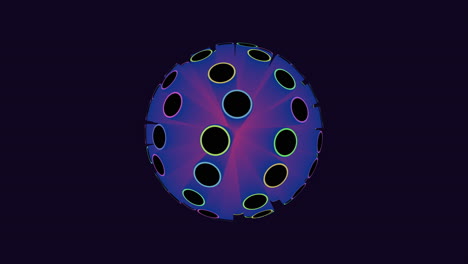 Vibrant-ball-with-circular-pattern-of-black-dots-blue-and-purple-design