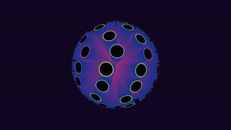 bola vibrante con patrón circular de puntos negros diseño azul y púrpura