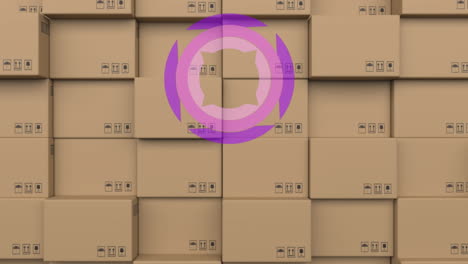 animación de la exploración del alcance sobre una pila de cajas de cartón