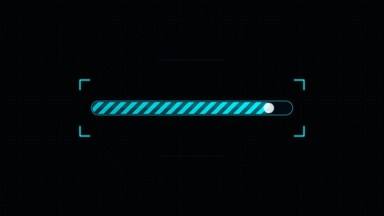 Digital Loading Progress Bar Animation on Dark Background