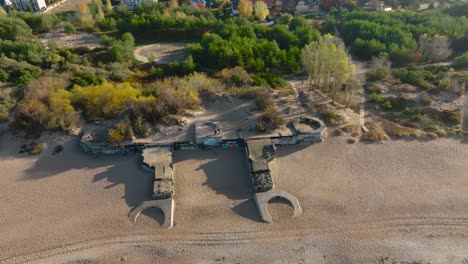 aerial view the remains of a world war ii defensive bunker that was built on the shore of the baltic sea near the city of klaipeda