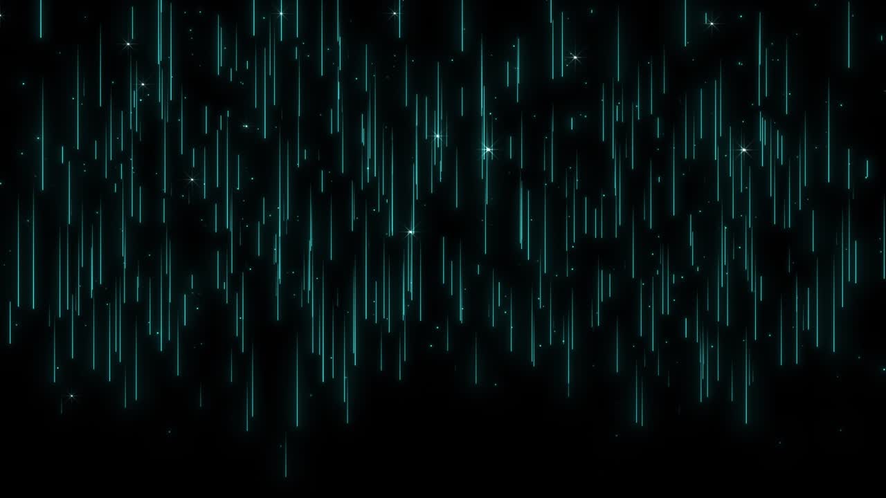 Abstract Glowing Teal Lines and Stars on Black Background