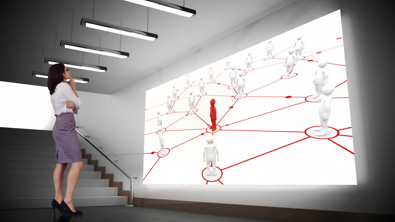 Businesswoman looking at human connections
