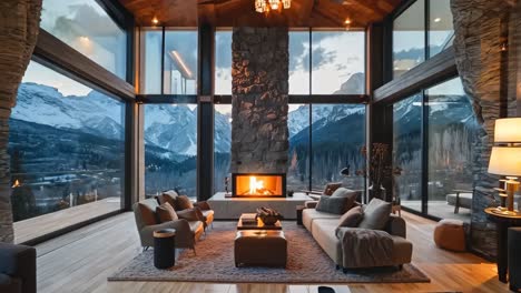 a living room filled with furniture and a fire place