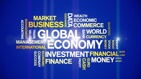 4k global economy animated tag word cloud,text design animation seamless loop.
