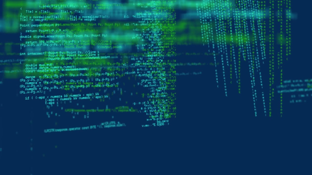 Animation of data processing on navy background