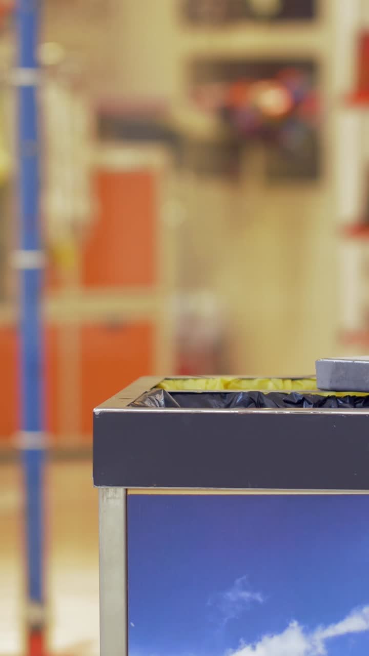 Trash can in a building